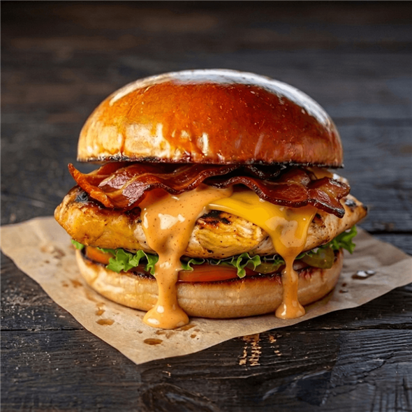 48. Chicken Bacon Burger v/kips